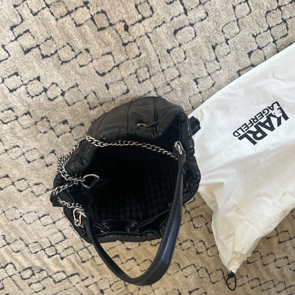 Karl Lagerfeld Black Bucket Shoulder Bag - Picture 2 of 3